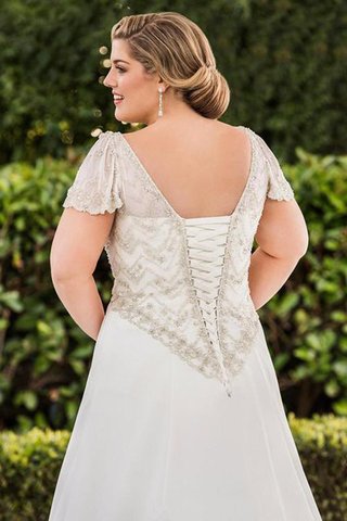 Robe de mariée lache avec chiffon ligne a de col en v en dentelle