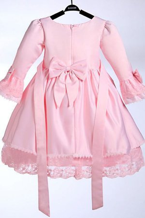 Robe cortège fille naturel avec fleurs orné de nœud à boucle ligne a avec zip