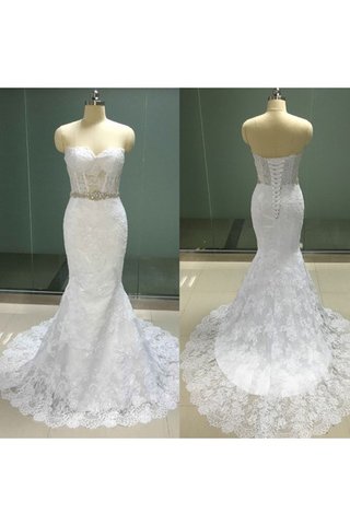 Robe de mariée modeste naturel nature ceinture avec perle col en forme de cœur