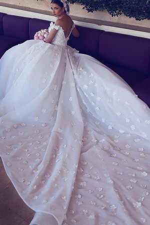 Robe de mariée naturel de mode de bal avec chiffon avec sans manches v encolure