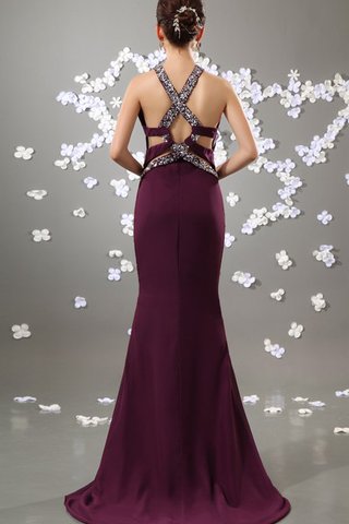Robe de soirée bandouliere spaghetti en chiffon de sirène manche nulle avec perle