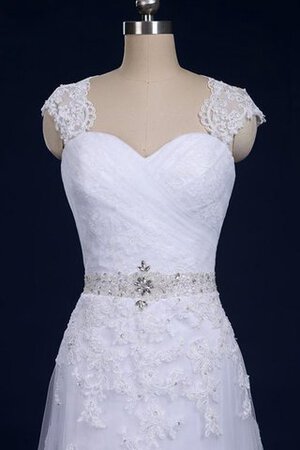 Robe de mariée avec perle avec zip de traîne courte ligne a ceinture avec perle