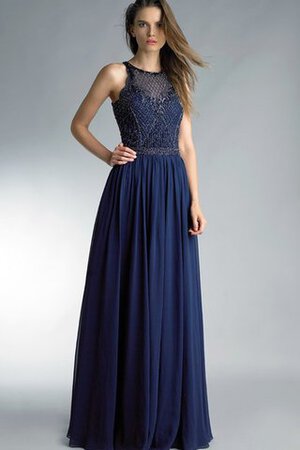 Robe de bal brillant avec perle a-ligne en chiffon manche nulle