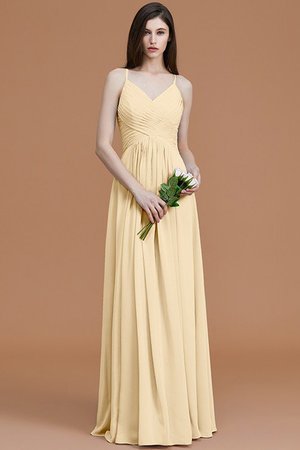 Robe demoiselle d'honneur de princesse ligne a ruché manche nulle avec chiffon