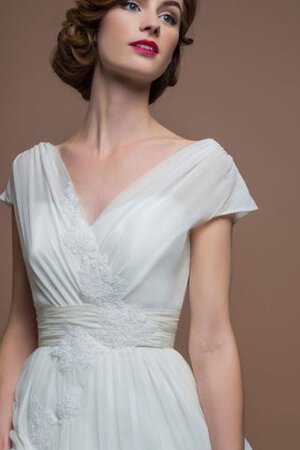 Robe de mariée facile plissage v col profonde jusqu'au mollet de col en v