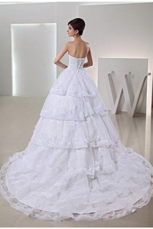 Robe de mariée appliques de col en cœur de traîne mi-longue cordon de mode de bal