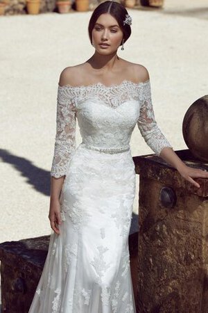 Robe de mariée longue avec mousseline a eglise avec sans manches en 3/4 manche