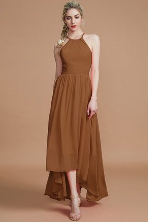 Robe demoiselle d'honneur asymétrique de dos nu manche nulle ligne a avec chiffon