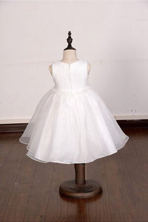 Robe cortège fille longue avec fleurs a-ligne avec perle manche nulle