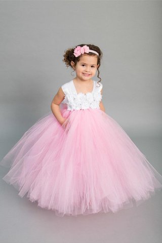 Robe cortège fille avec nœud avec perle avec manche courte textile en tulle avec ruban