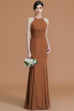 Robe demoiselle d'honneur naturel jusqu'au sol ruché en chiffon de sirène