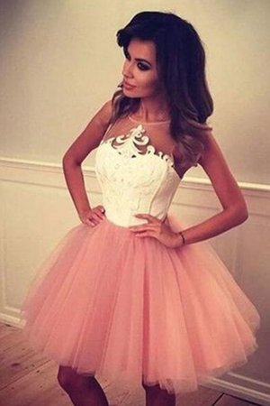 Robe fête de la rentrée appliques textile en tulle a-ligne passionnant courte