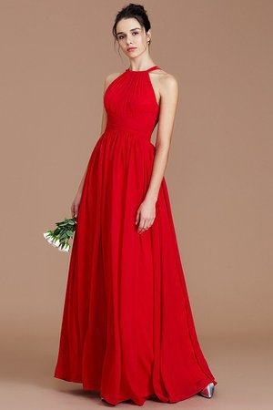 Robe demoiselle d'honneur naturel de princesse avec sans manches ruché avec chiffon