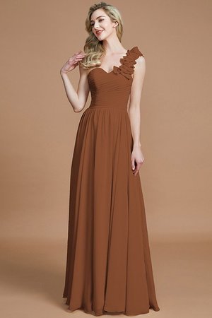 Robe demoiselle d'honneur naturel ligne a en chiffon de princesse avec sans manches