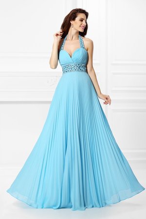 Robe de bal jusqu'au sol de dos nu a-ligne avec chiffon manche nulle