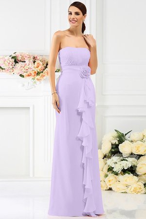 Robe demoiselle d'honneur longue avec chiffon avec fleurs fermeutre eclair en forme