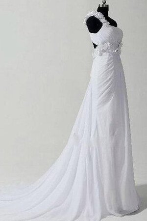 Robe de mariée d'épaule asymétrique a plage fermeutre eclair avec chiffon de sirène