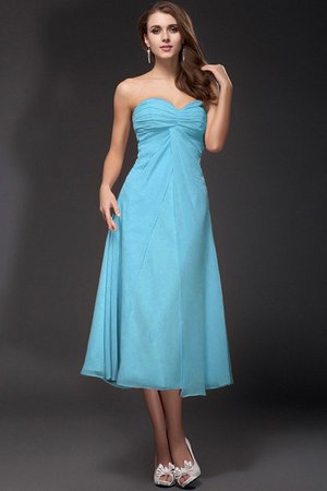 Robe demoiselle d'honneur en chiffon longueur mollet de lotus collant manche nulle