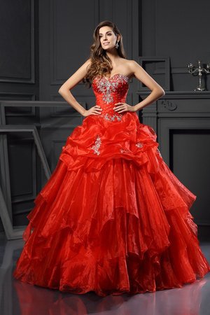 Robe de quinceanera longue manche nulle jusqu'au sol de mode de bal de col en cœur