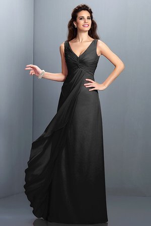 Robe demoiselle d'honneur plissage longue de princesse a-ligne bandouliere spaghetti