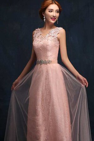 Robe de bal romantique longue v encolure manche nulle avec perle