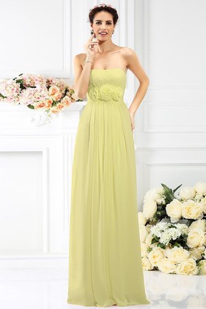 Robe demoiselle d'honneur longue manche nulle ligne a avec fleurs de bustier