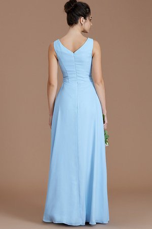 Robe demoiselle d'honneur avec chiffon ruché avec zip v encolure jusqu'au sol