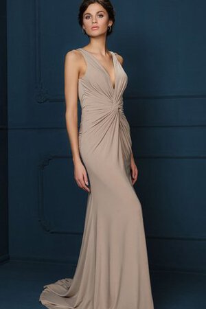 Robe de bal attirent avec chiffon col en v foncé maillot de traîne courte