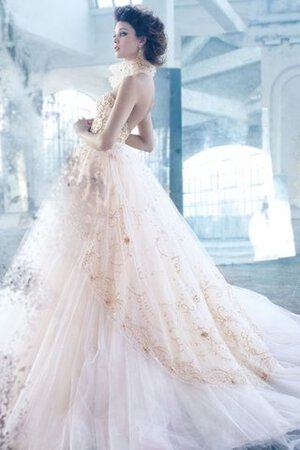 Robe de mariée de traîne courte avec perle de mode de bal en dentelle textile en tulle