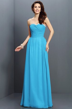 Robe demoiselle d'honneur longue avec perle fermeutre eclair a-ligne avec chiffon