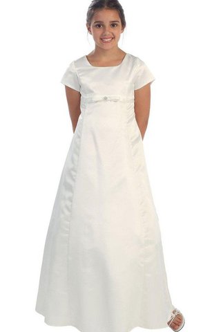 Robe cortège fille bretelles spaghetti avec manche courte a-ligne