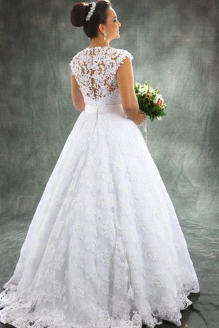 Robe de mariée romantique humble avec perle a-ligne de traîne courte