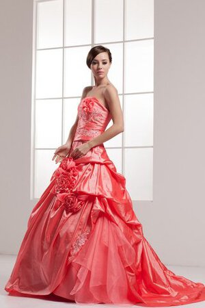 Robe de quinceanera de mode de bal decoration en fleur avec fleurs avec perle manche nulle