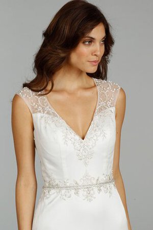 Robe de mariée sobre avec perle avec manche courte longueur au ras du sol maillot