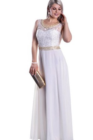 Robe de bal manche nulle ceinture haut avec chiffon encolure ronde avec décoration dentelle