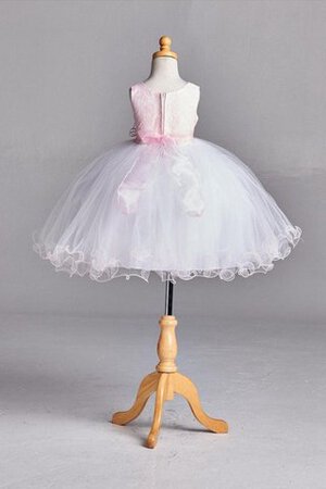 Robe cortège fille manche nulle avec perle avec ruban textile en tulle de mode de bal