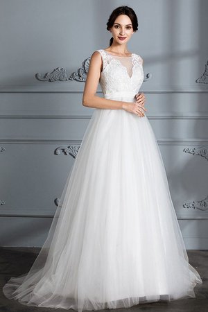 Robe de mariée v encolure en tulle manche nulle de princesse ligne a