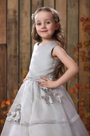 Robe cortège fille plissé boutonné a-ligne manche nulle avec fleurs