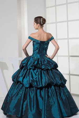 Robe de quinceanera avec lacets bretelles spaghetti decoration en fleur ornée de mode de bal