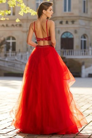 Robe de bal 2 pice sans dos a-ligne en tulle manche nulle