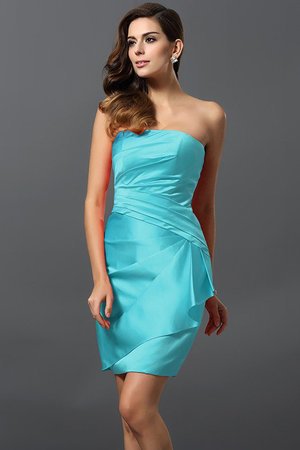 Robe demoiselle d'honneur gaine avec zip de bustier avec sans manches en satin