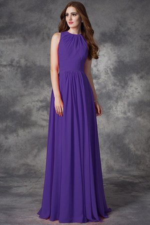 Robe demoiselle d'honneur naturel longue au niveau de cou de princesse en chiffon