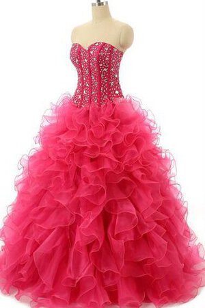 Robe de quinceanera de mode de bal avec perle en tissu pailleté en organza avec chiffon