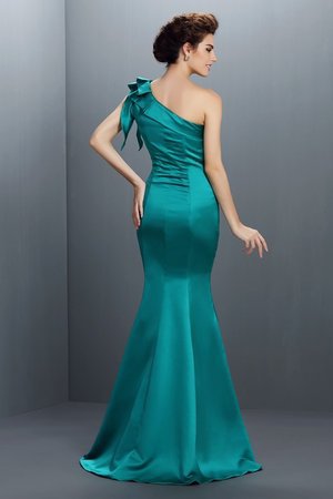 Robe de soirée naturel de sirène jusqu'au sol d'épaule asymétrique en satin