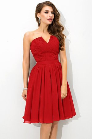 Robe demoiselle d'honneur plissage avec fronce manche nulle v encolure avec chiffon