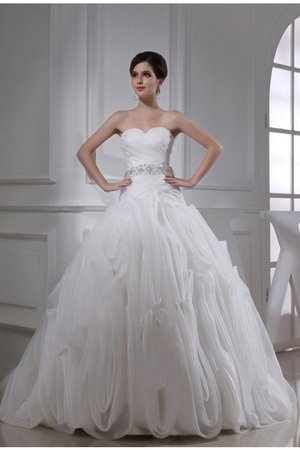 Robe de mariée en organza cordon manche nulle col en forme de cœur de mode de bal