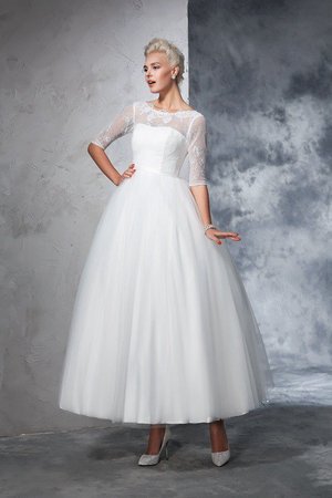 Robe de mariée longue jusqu'à la cheville avec zip de mode de bal avec manche 1/2