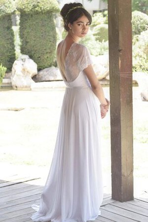 Robe de mariée plissage avec ruban avec manche courte avec chiffon de traîne courte