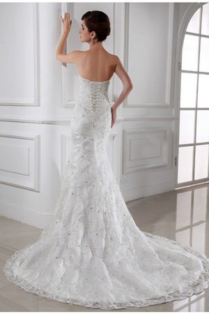 Robe de mariée manche nulle en satin cordon de traîne mi-longue de bustier