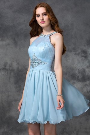 Robe de cocktail naturel avec chiffon avec perle ligne a encolure ronde